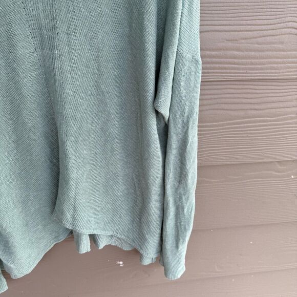 Eileen Fisher Green V-Neck Sweater Lightweight Knit - Picture 3 of 5